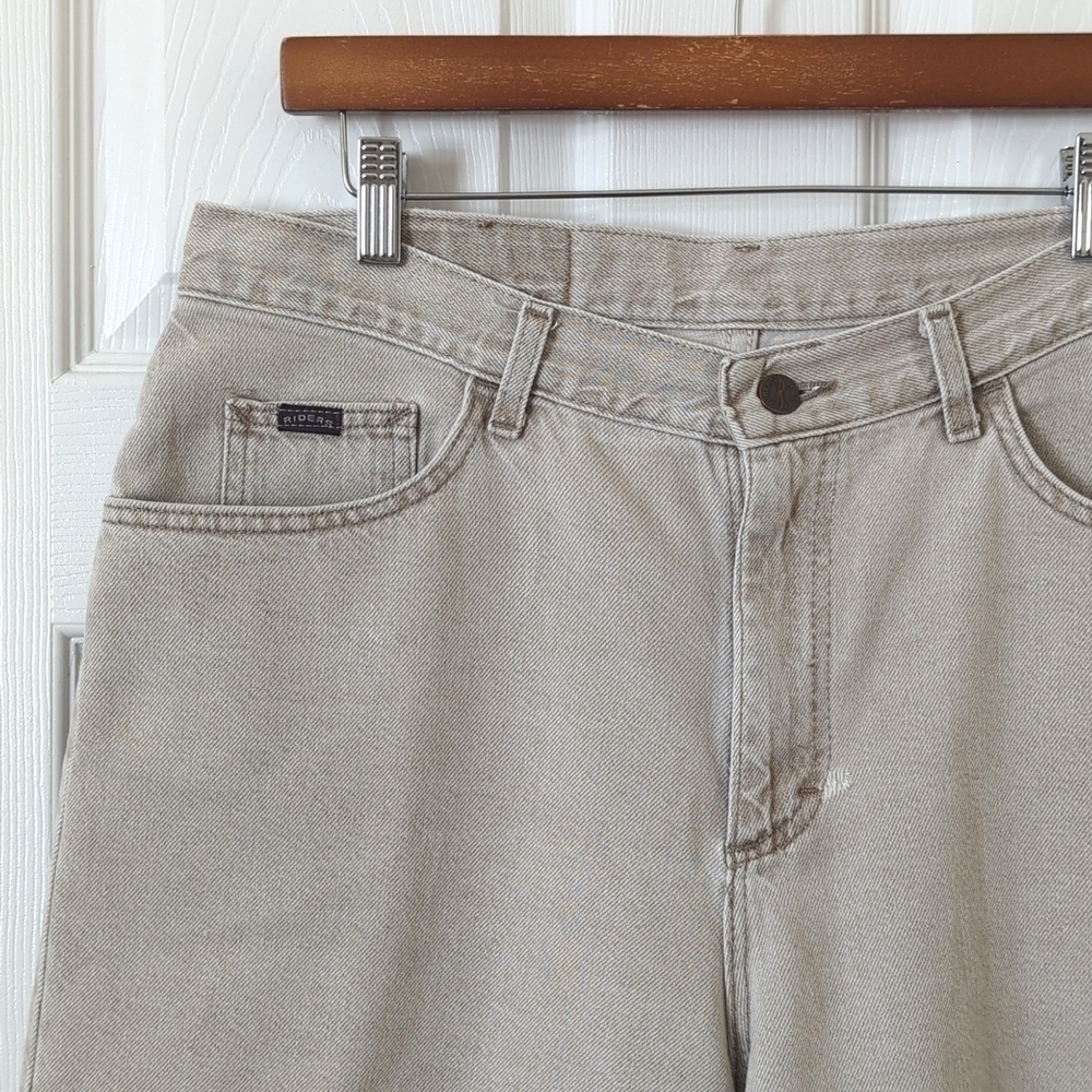 Riders 90's Vintage Classic High Waisted Relaxed Fit Denim Jean Shorts Beige 34 - Picture 6 of 13